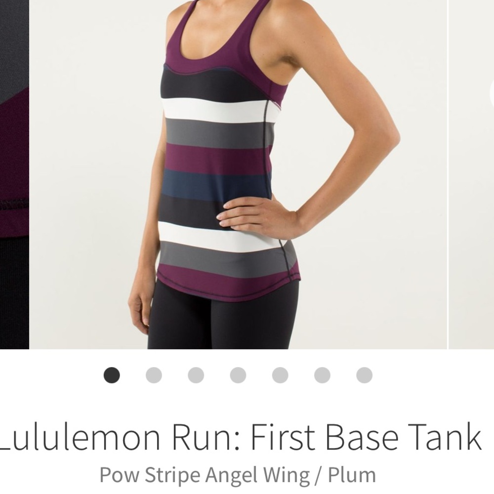 Lululemon Run First Base Tank POW Stripe Angel Wing/Plum Size 4